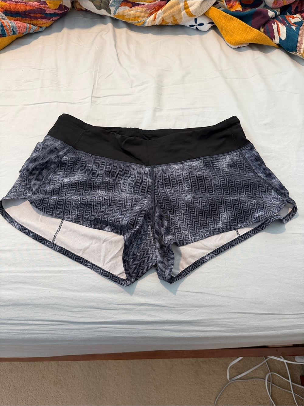 lululemon athletica Black Waistband Charcoal Marled Athletic Shorts